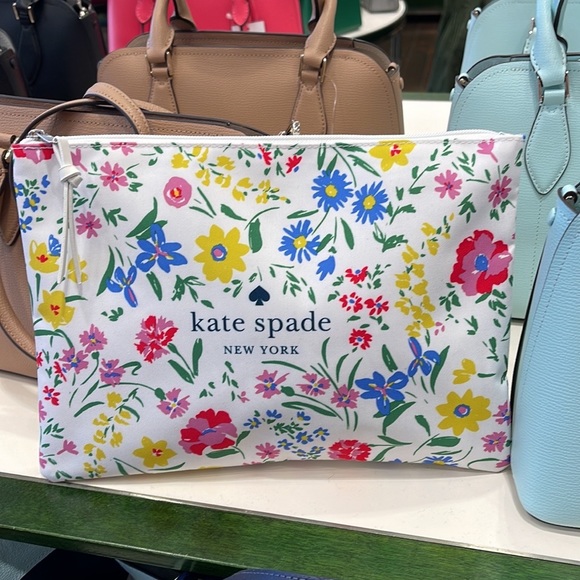 Kate Spade Large Canvas Floral Print Zip Pouch - Picture 16 of 16